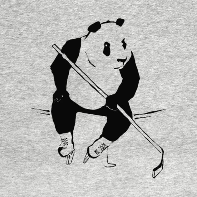 Panda playing hockey by Prizgena